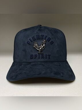 Rooster Emblem Suede Baseball Hat with Fighting Spirit Embroidery Curved Brim